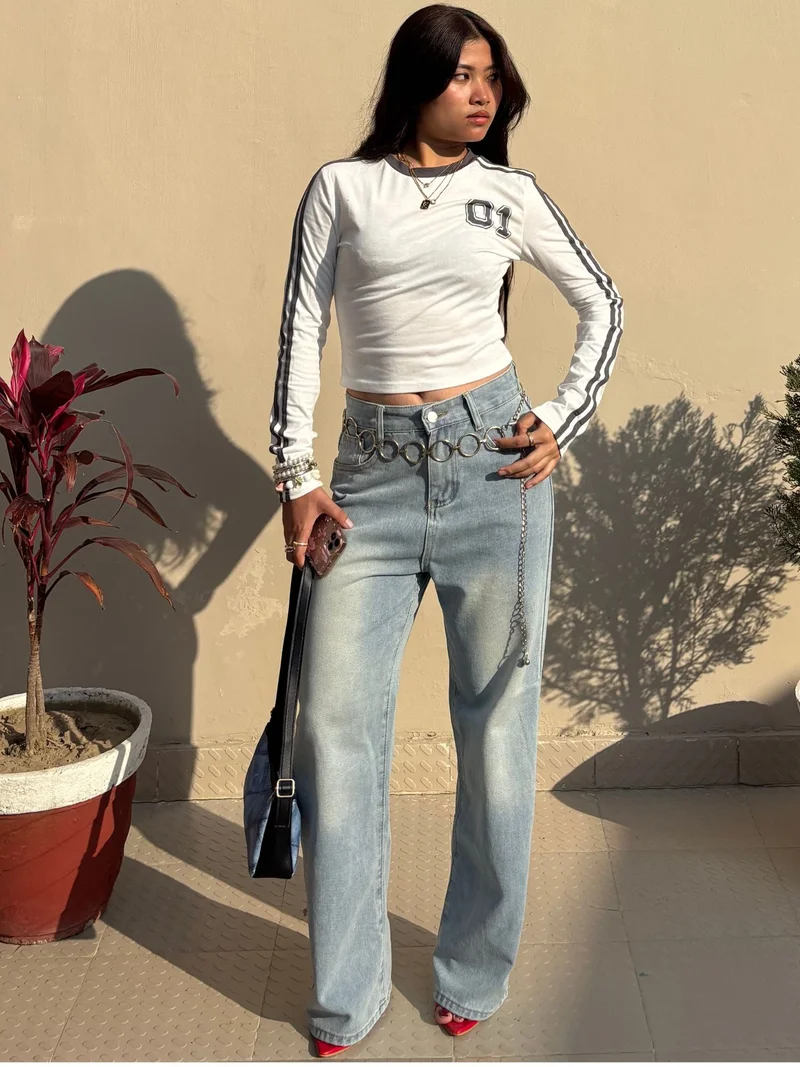 Outzidr  Printed Long Sleeve T-Shirt for Women | Best Price UAE